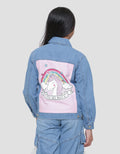 Aero Unicorn Print Jaket Denim Anak Perempuan