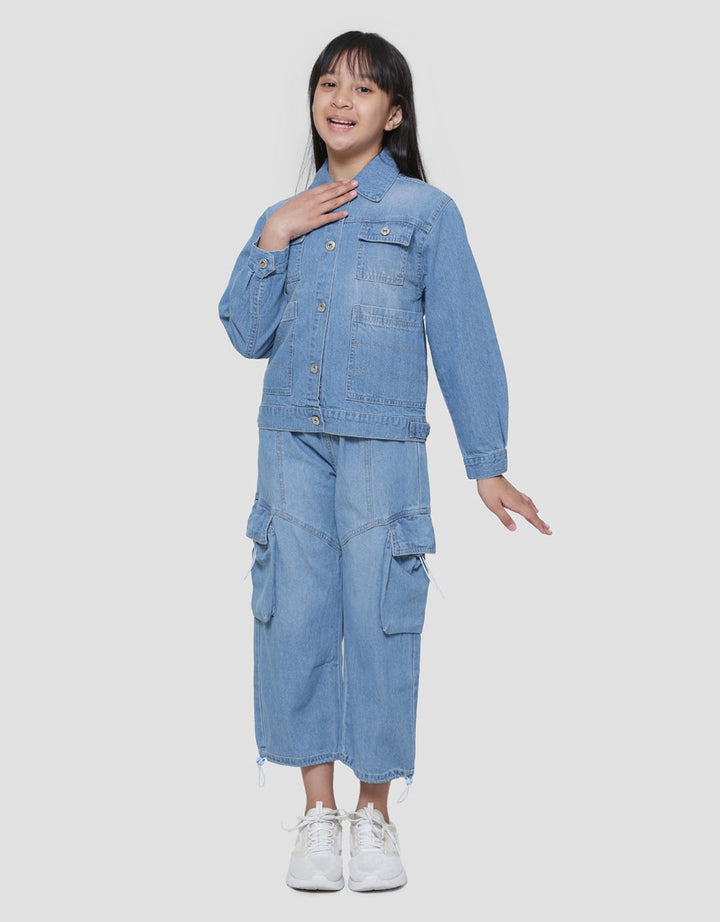 Aero Unicorn Print Jaket Denim Anak Perempuan