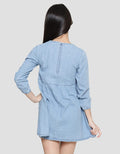 Aero Midi Dress Denim Dada Bordir Bunga Anak Perempuan