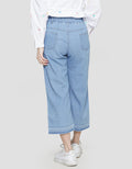 Aero Denim Waist Paperbag Button Long Pants for Girls