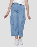 Aero Round Pocket Stopper Leg Girls Denim Cargo Long Pants