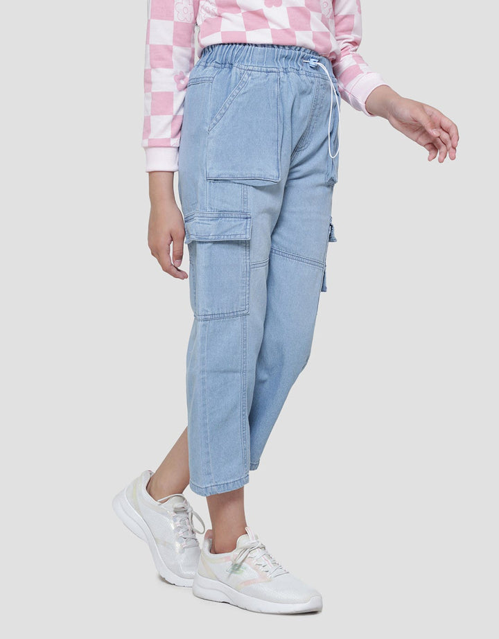 Aero Cargo Double Pocket Stopper Girls Denim Pants