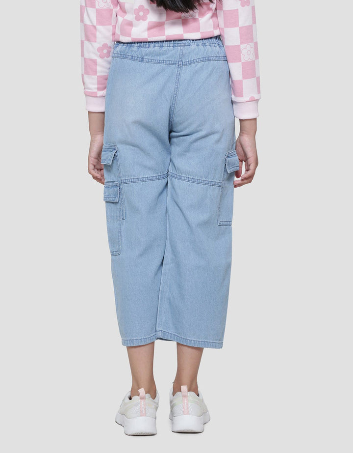 Aero Cargo Double Pocket Stopper Girls Denim Pants
