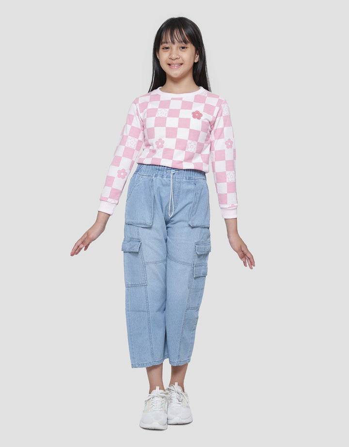 Aero Cargo Double Pocket Stopper Girls Denim Pants