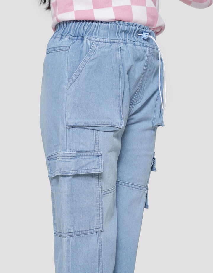 Aero Cargo Double Pocket Stopper Girls Denim Pants