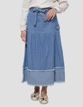 Aero Ribbon Maxi Denim Skirt for Girls