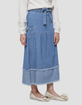 Aero Ribbon Maxi Denim Skirt for Girls