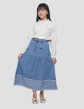 Aero Ribbon Maxi Denim Skirt for Girls