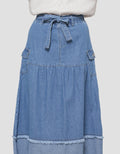 Aero Ribbon Maxi Denim Skirt for Girls