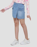 Aero Slit Denim Kantong Geber Anak Perempuan Mini Skort Anak Perempuan