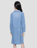 Aero Krah Kantong Dada Midi Dress Denim Anak Perempuan