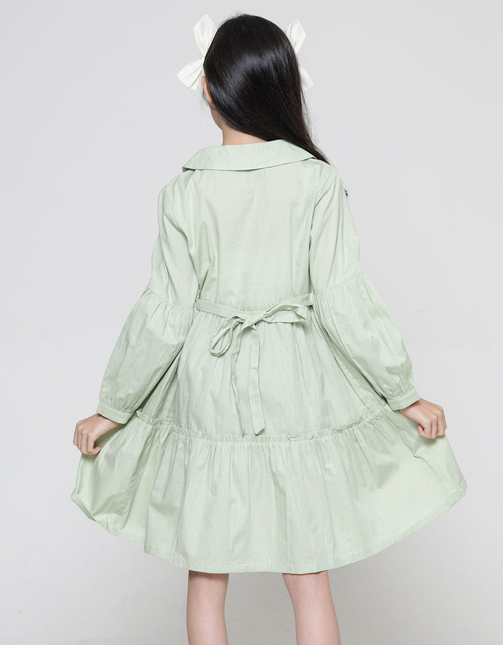 Aero Midi Dress Woven Bordir Dada Cat Hello Anak Perempuan