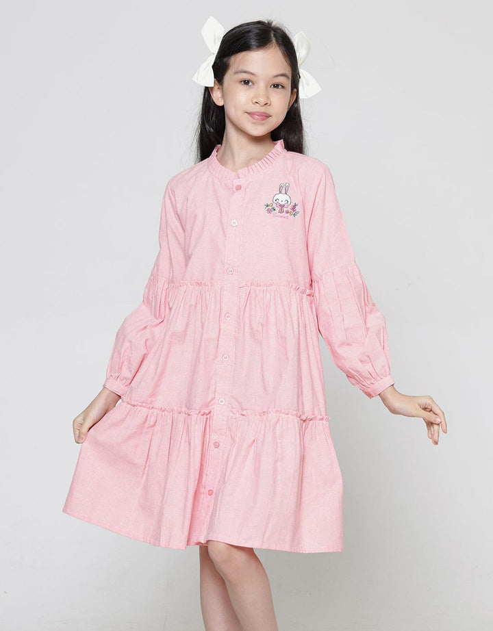 Aero Midi Dress Woven Embroidery Bunny Chest Girls