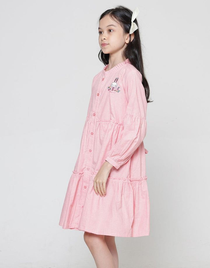 Aero Midi Dress Woven Embroidery Bunny Chest Girls