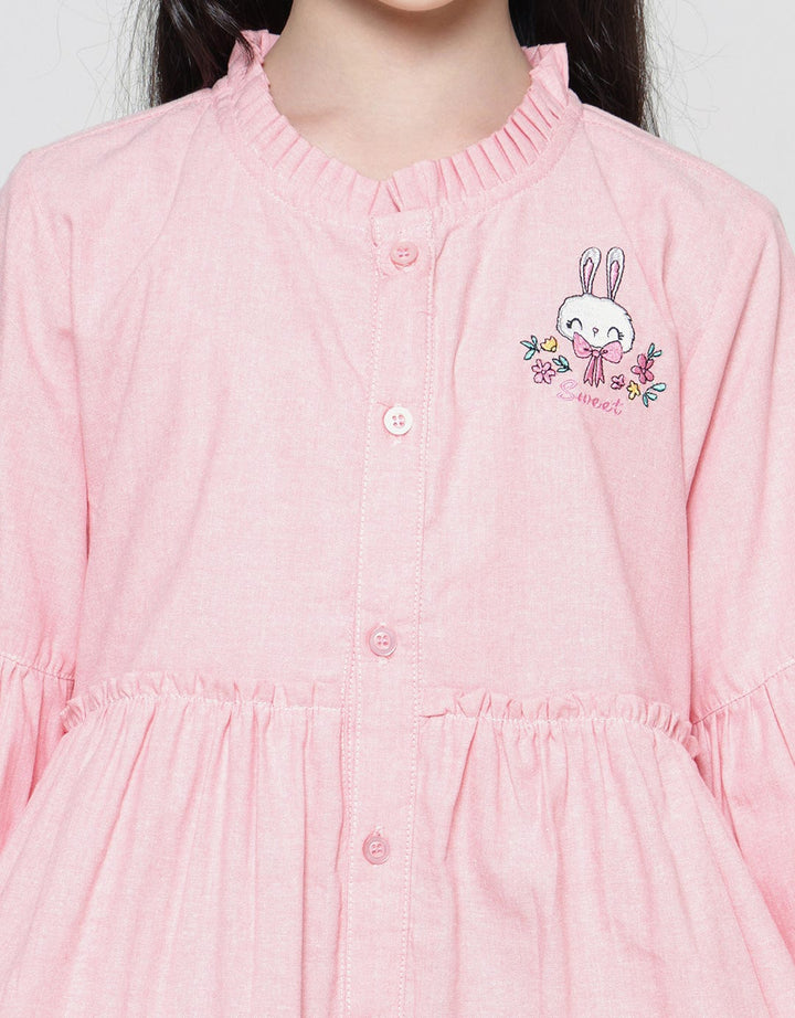 Aero Midi Dress Woven Embroidery Bunny Chest Girls