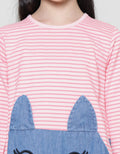 Aero Denim Bordir Cat Kuping Midi Dress Lengan Panjang Anak Perempuan