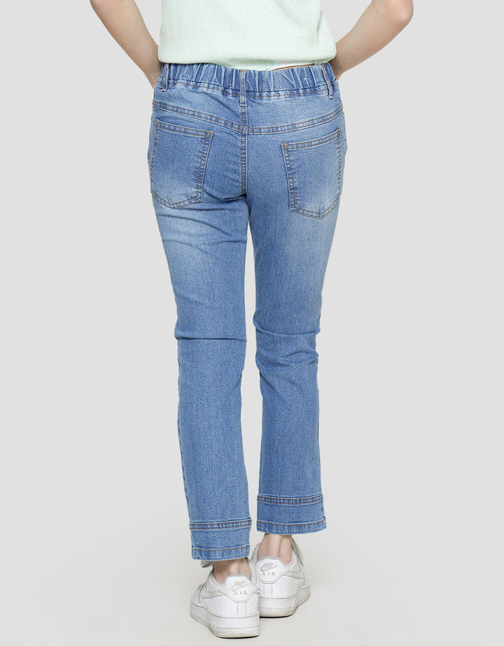 Aero Bunny Embroidered Girls Jeans Pants