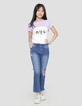 Aero Flower Butterfly Embroidered Girls Jeans Pants