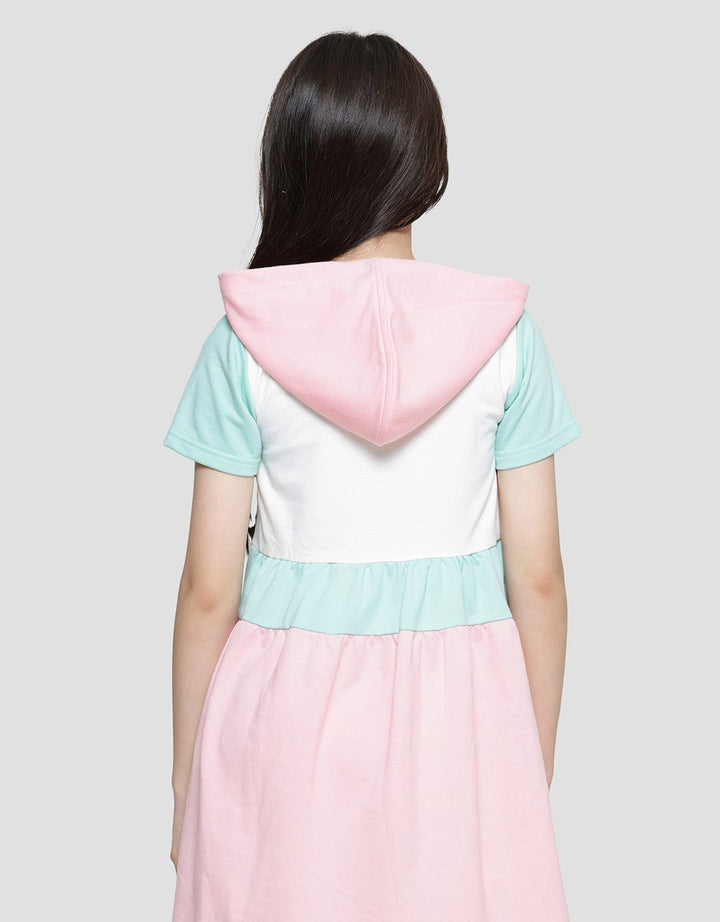 Aero Hoody Henley Unicorn Bunga Midi Dress Anak Perempuan