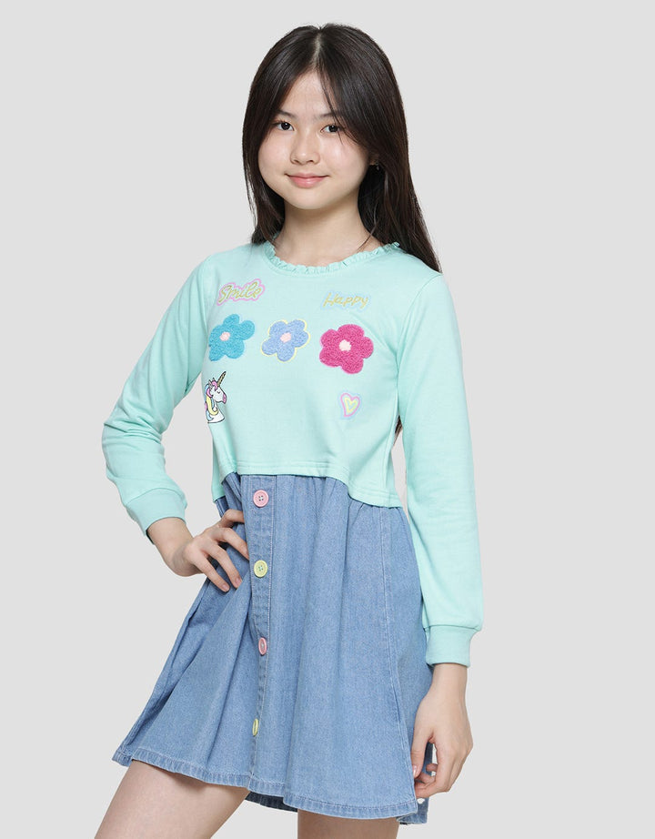 Aero Denim Chenille Dress for Girls