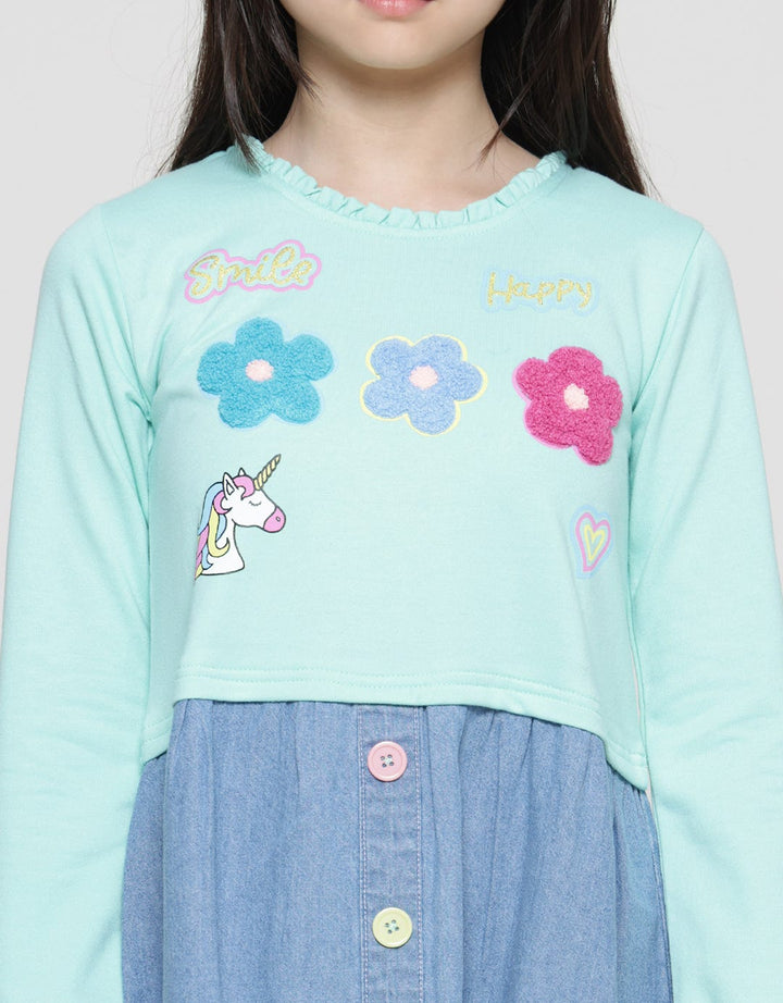 Aero Denim Chenille Dress for Girls