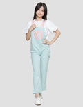 Aero Woven Sablon Bunga Celana Overall Denim Anak Perempuan