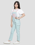 Aero Woven Sablon Bunga Celana Overall Denim Anak Perempuan