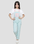 Aero Woven Sablon Bunga Celana Overall Denim Anak Perempuan