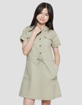 Aero Woven Hoody Safari Midi Dress Short Sleeve Girls
