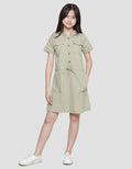 Aero Woven Hoody Safari Midi Dress Short Sleeve Girls