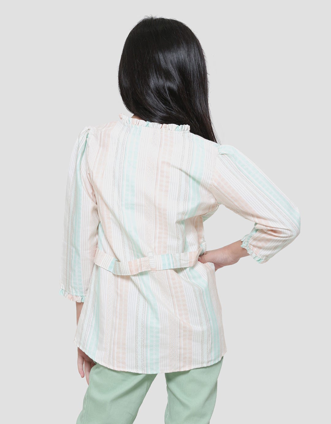 Little M Yarndyed Kemeja Tunik Anak Perempuan