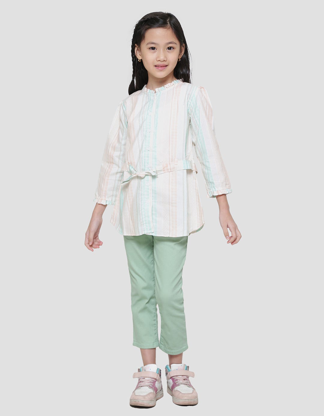 Little M Yarndyed Kemeja Tunik Anak Perempuan