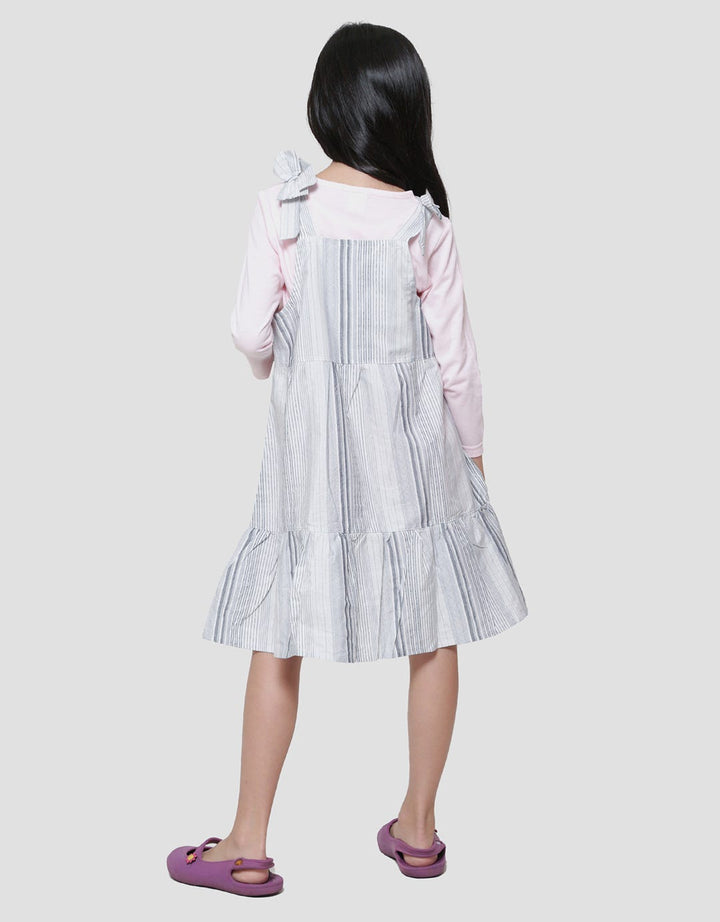 Little M Woven Yarndyed Midi Dress Overall Anak Perempuan