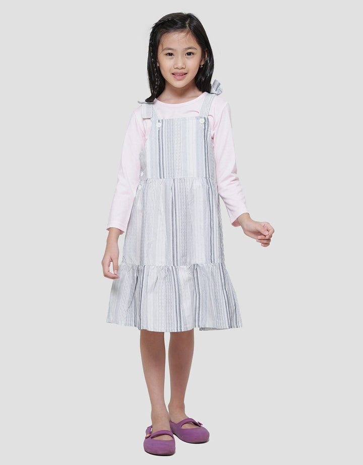 Little M Woven Yarndyed Midi Dress Overall Anak Perempuan