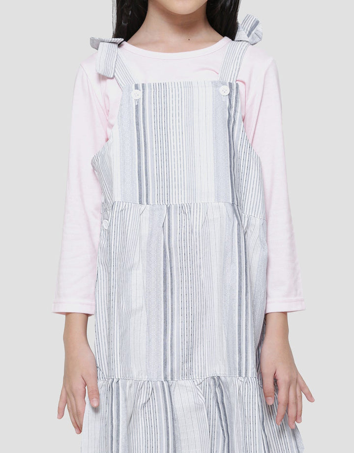 Little M Woven Yarndyed Midi Dress Overall Anak Perempuan