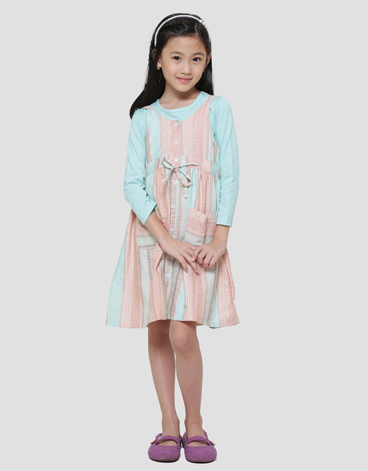 Little M Woven Yarndyed Midi Dress Overall Girls