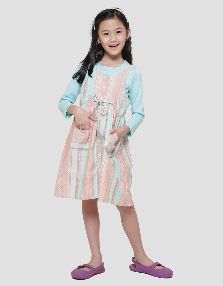 Little M Woven Yarndyed Midi Dress Overall Girls