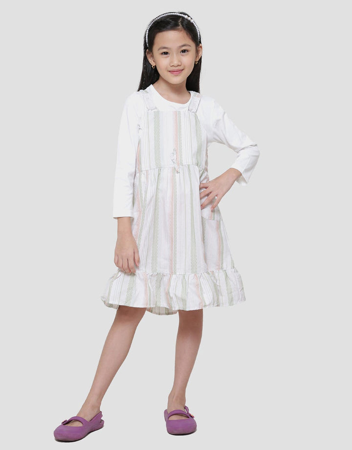 Little M Woven Yarndyed 3 Midi Dress Overall Anak Perempuan