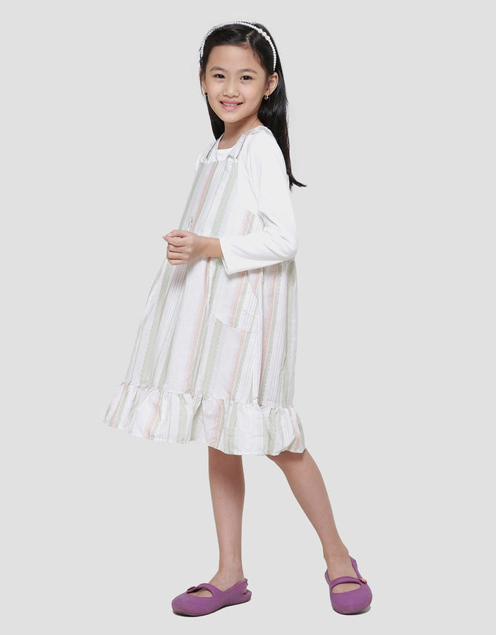 Little M Woven Yarndyed 3 Midi Dress Overall Anak Perempuan
