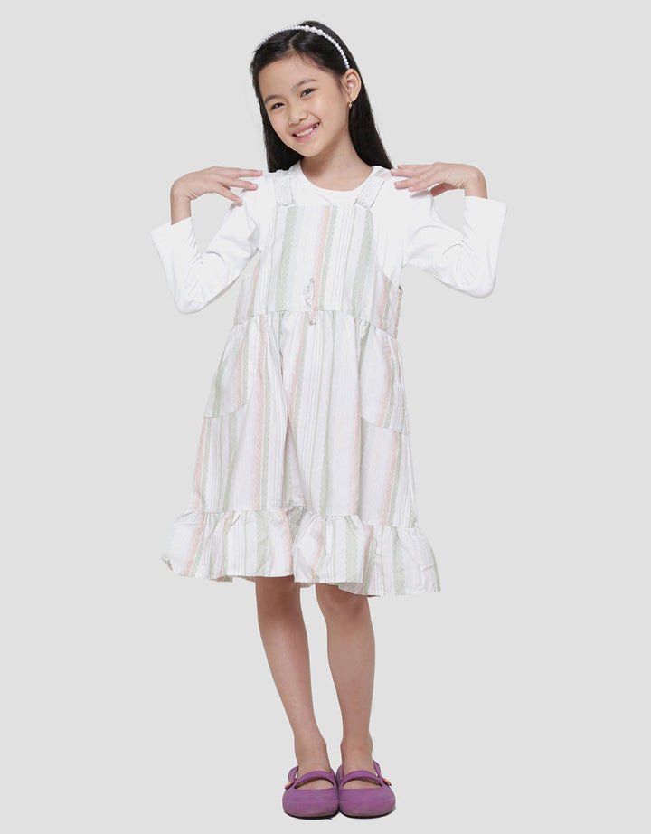 Little M Woven Yarndyed 3 Midi Dress Overall Anak Perempuan