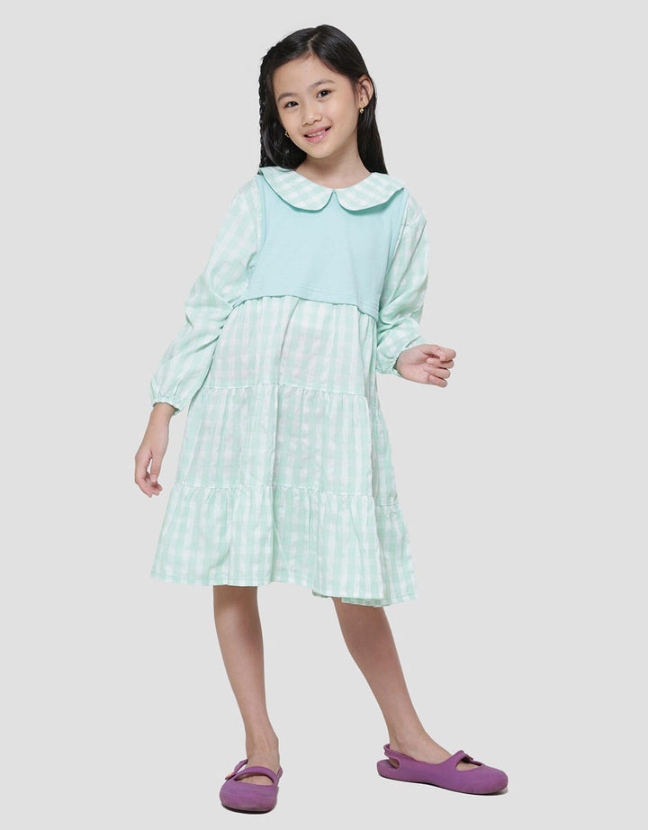 Little M Woven Check Midi Dress Anak Perempuan
