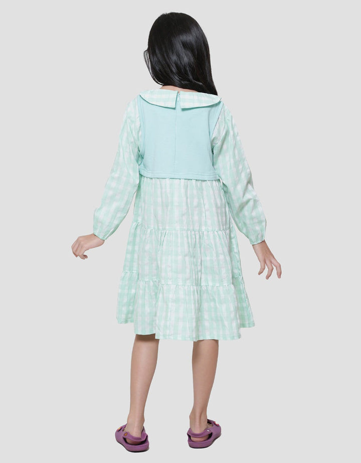 Little M Woven Check Midi Dress Anak Perempuan