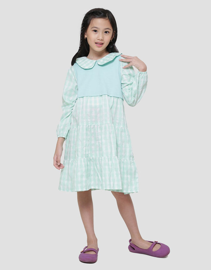 Little M Woven Check Midi Dress Anak Perempuan