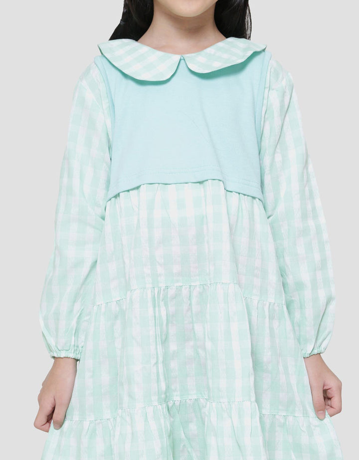 Little M Woven Check Midi Dress Anak Perempuan