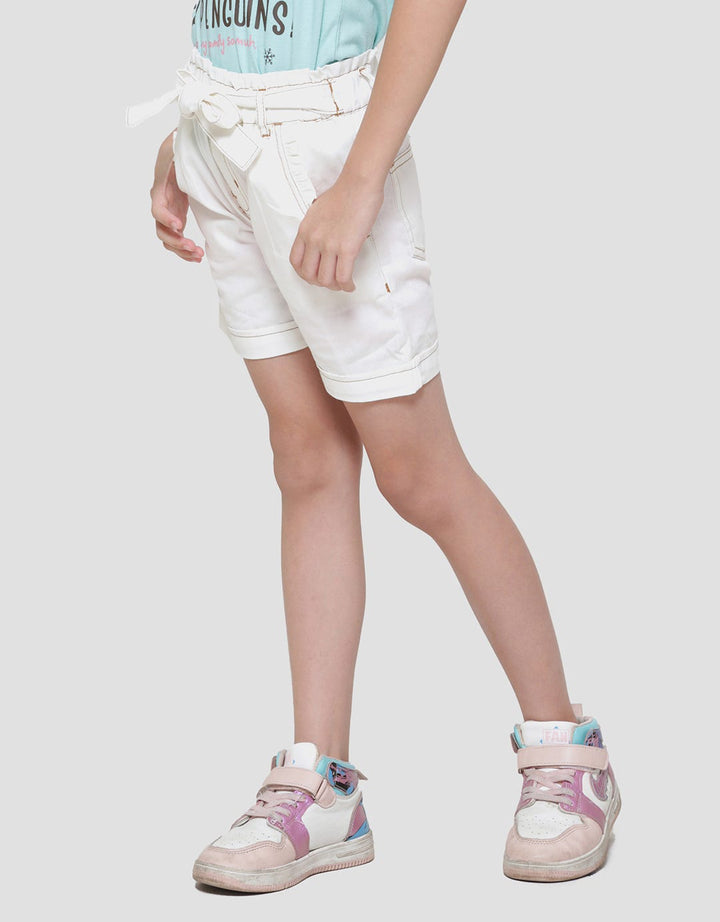 Little M Twill Paperbag With Belt Girls Shorts