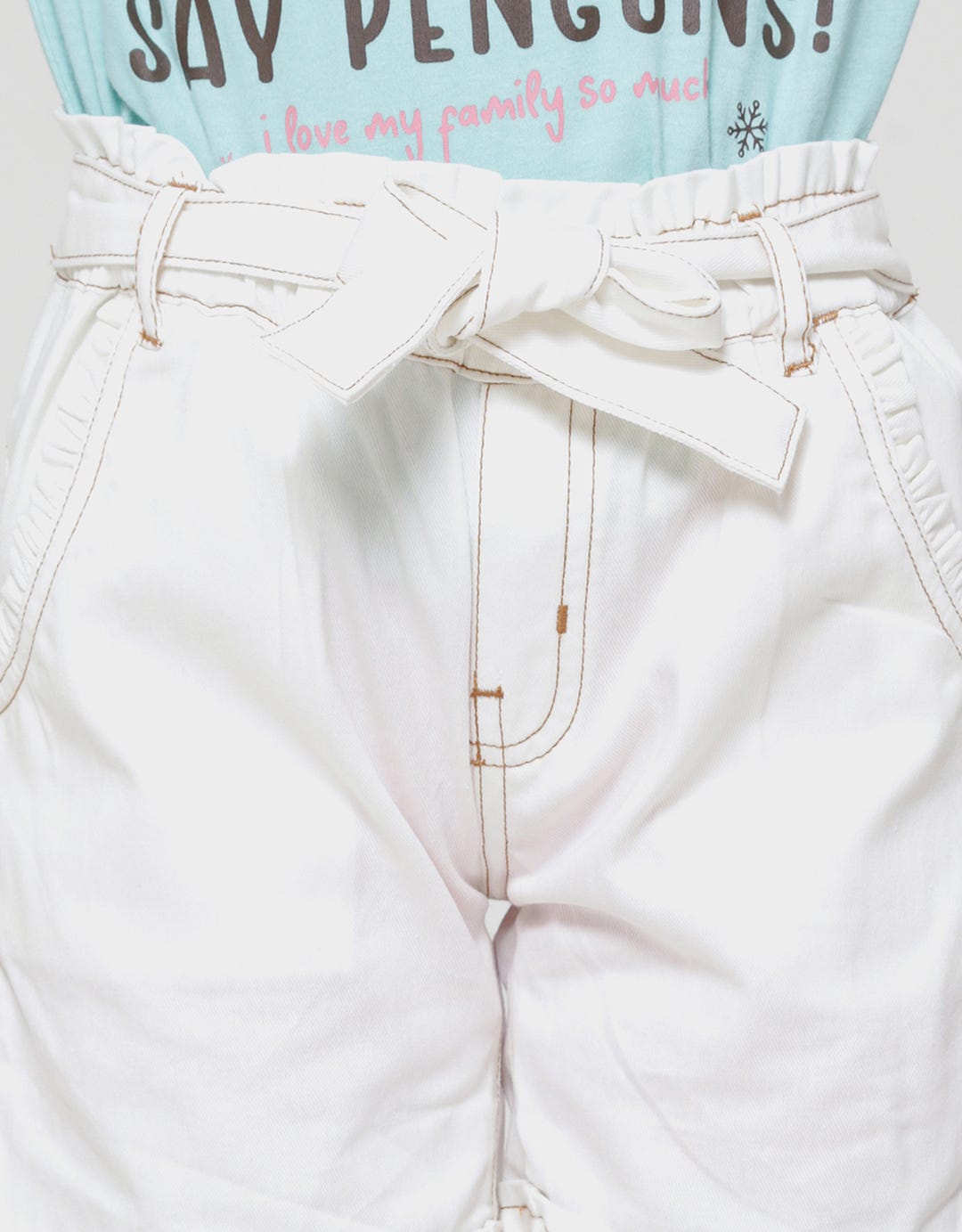 Little M Twill Paperbag With Belt Girls Shorts