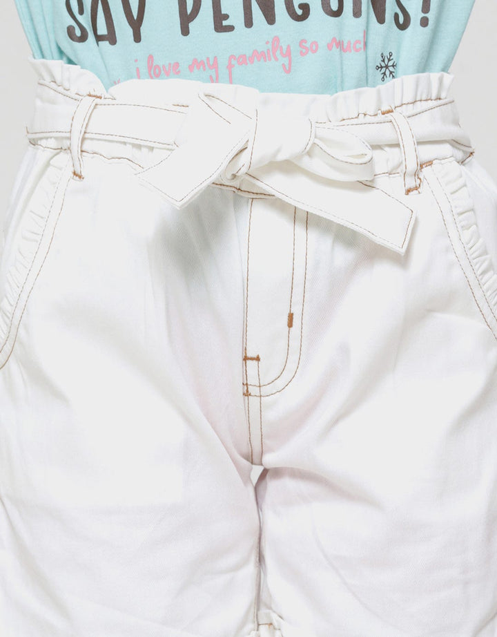 Little M Twill Paperbag With Belt Girls Shorts
