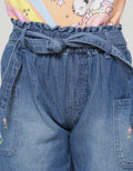 Little M Embroidered Flowers On Pockets Of Girls Denim Shorts