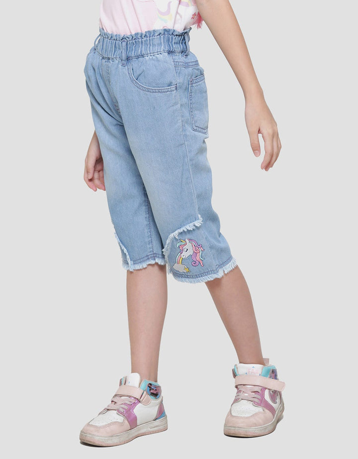 Little M Bermuda Unicorn Bottom App Girls Denim Shorts