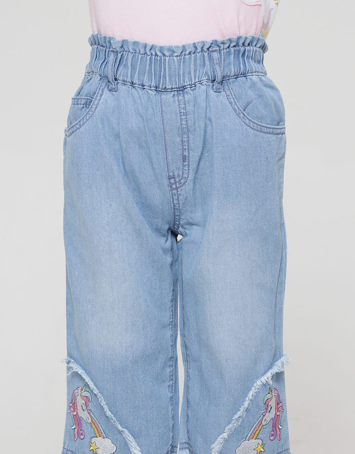 Little M Bermuda Unicorn Bottom App Girls Denim Shorts